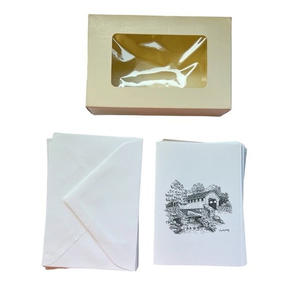 37 Covered Bridge Funeral Bereavement Thank You Cards & Envelopes - Picture 1 of 9